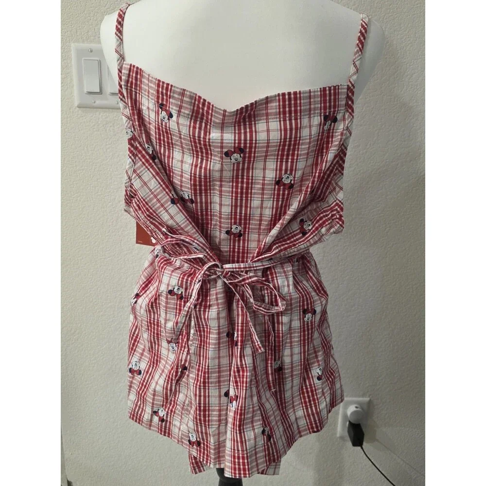 Disney Old Navy Collabs NWT 2X Women's Minnie Mouse Red Plaid Top